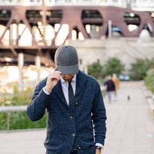 A person wearing clothing and accessories