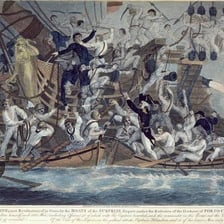 A dramatic historical scene depicting a mutiny or revolt.
