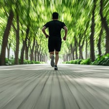 A person jogging along a park trail
