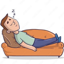 A person sleeping on a couch during a nap.