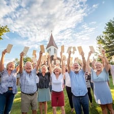 People celebrating together with visibly joyful expressions.