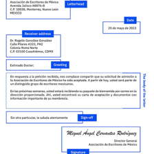 A formal Spanish letter using the title señora