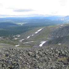A mountainous landscape in the Ural Mountains of Russia