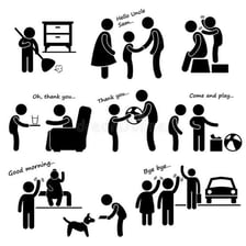 An illustration of a child obediently following an instruction.