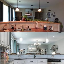 A paired view showing a room before and after refinement or improvement.