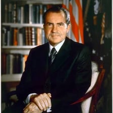 An official portrait of former US president Richard Nixon