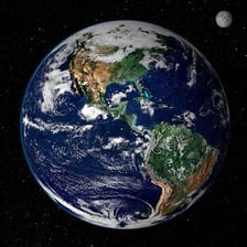The blue planet Earth photographed from space.