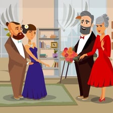An illustration showing a daughter-in-law as part of a family.