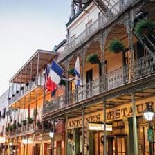 A street scene in New Orleans’s French Quarter.