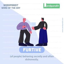 A person glancing discreetly to suggest furtive behaviour