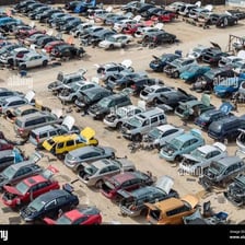 A heap of discarded material in a parking area