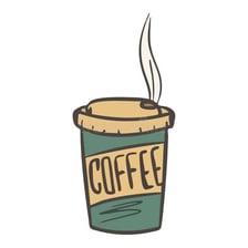 A simple illustration combining a drink with a word divided into halves