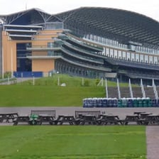 The grandstand and racecourse at Ascot.