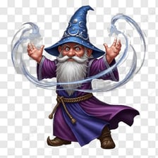 A wizard casting a spell in a fairytale setting.