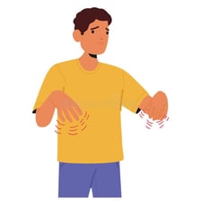 A person shown shaking or trembling