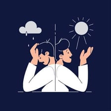 An illustration suggesting intense obsession or mania.