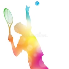 A tennis player delivering a powerful serve