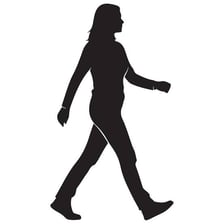 A person taking a long stride