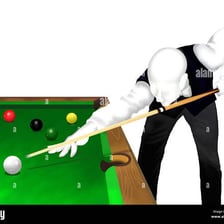 A snooker player striking a shot to pot a ball.