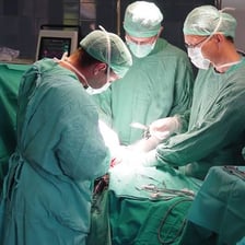 A surgical team performing an operation