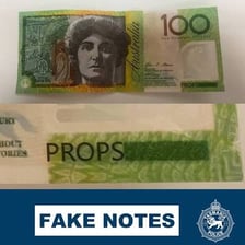 A close-up of a counterfeit document or banknote.
