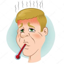 An illustration of a person looking feverish and agitated