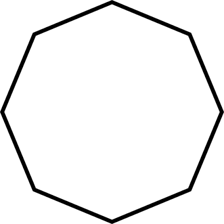 A clearly drawn octagon showing its eight edges.