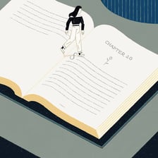 An open book showing a chapter heading
