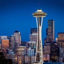 The Seattle skyline with the Space Needle visible.
