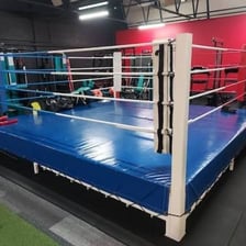 A boxing ring inside a gym.