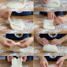 Hands kneading dough