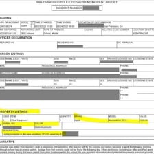 A police report concerning stolen property.