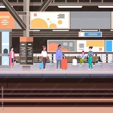 A train leaving a station platform
