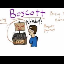 A concise word-part diagram showing BOY, C and OTT combining into BOYCOTT.