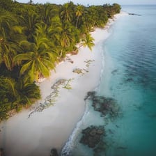 A tropical Caribbean coastline with turquoise water