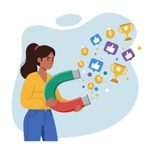 A visual representation of a reward attracting or motivating someone.