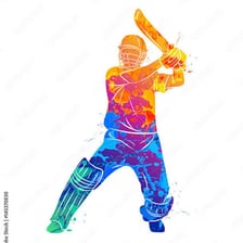 A cricketer batting on a cricket field