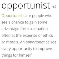 A person quickly taking advantage of an opportunity.
