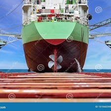 The stern, or rear, of a ship.