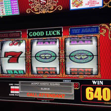 A slot machine displaying a large jackpot payout
