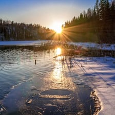 Snow melting during a spring thaw.