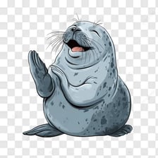 A young seal pup raising or clapping its front flippers.