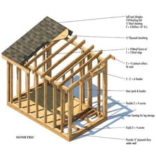 A shed visibly leaning to one side