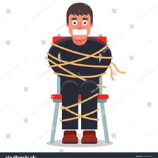 Illustration of a hostage being held for ransom