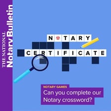 A wordplay diagram showing W removed from NOT WARY to leave NOTARY.