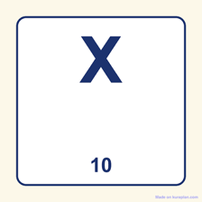 Educational chart showing X as the Roman numeral for ten