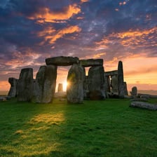 The prehistoric stone circle at Stonehenge in England