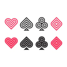Red heart symbols from a playing-card suit