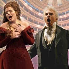 A soprano singer performing in an opera