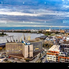 A view of Antwerp showing the Belgian city and its port on the Scheldt.